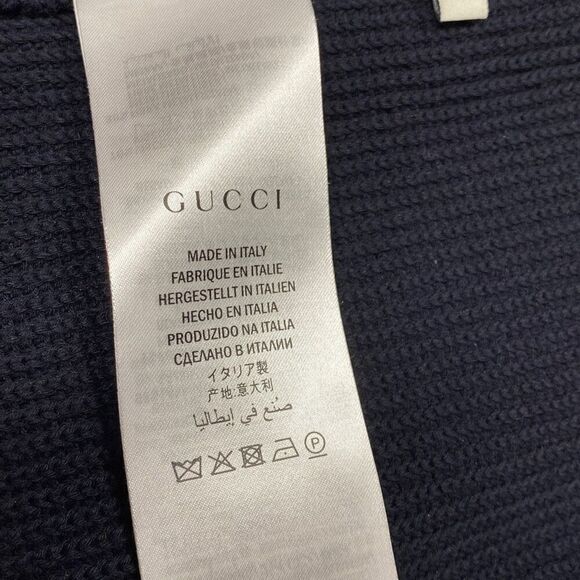 Gucci Blue Lurex Detail Contrast Trim Knit Cardigan Size Small - Picture 11 of 13